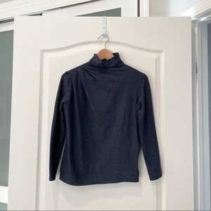 Lululemon Dark Blue Grey Heathered Morning Miles turtleneck Long Sleeve